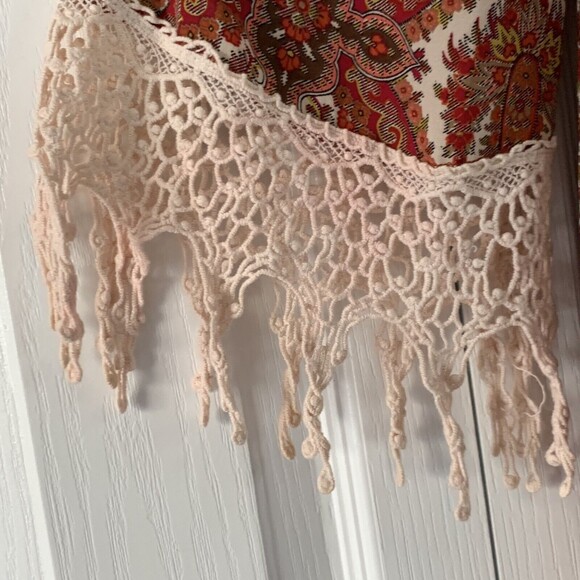 Lovemarks Dress Womens Small Red Paisley Long Sleeve Open Back Boho Crochet - Picture 8 of 10